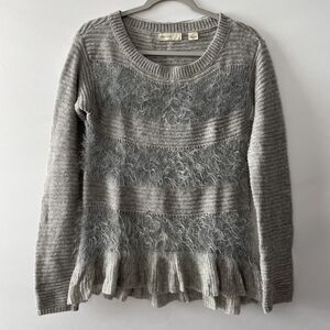Sleeping on Snow Peplum Sweater Fuzzy Knit Gray Long Sleeve Women's Size M